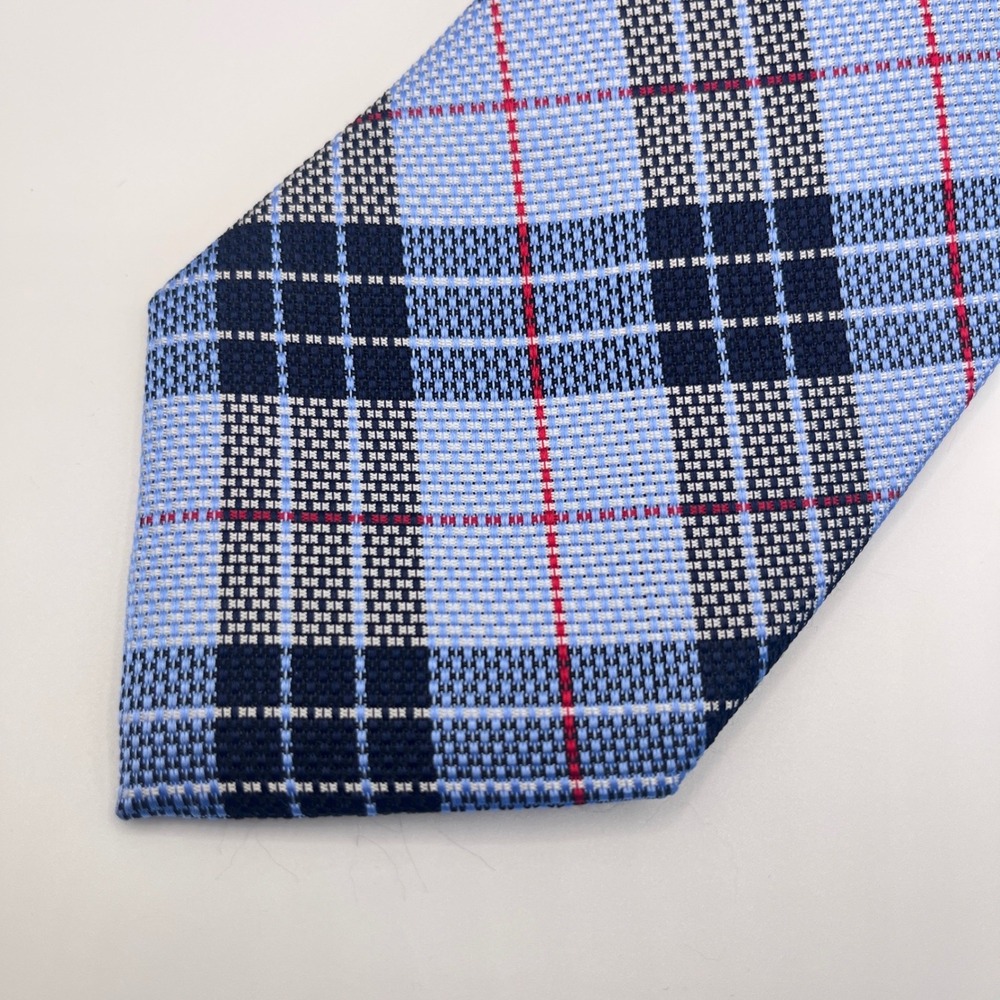 Nordstrom Necktie Mens OS Blue Excellent Plaid Silk Classic Business Accessory
